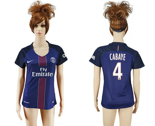 Women's Paris Saint-Germain #4 Cabaye Home Soccer Club Jersey Women's Paris Saint-Germain #4 Cabaye Home Soccer Club Jersey