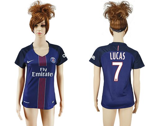 Women's Paris Saint-Germain #7 Lucas Home Soccer Club Jersey Women's Paris Saint-Germain #7 Lucas Home Soccer Club Jersey