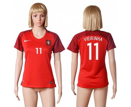 Women's Portugal #11 Vieirinha Home Soccer Country Jersey