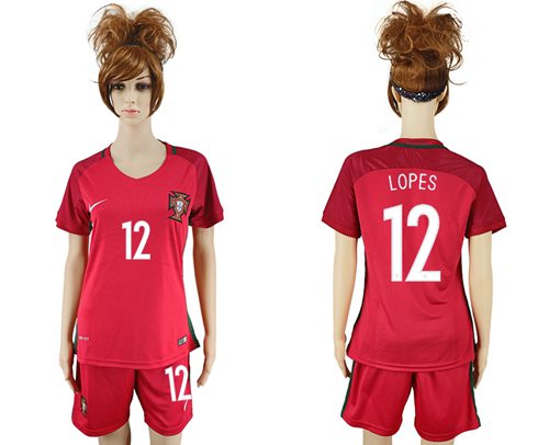Women's Portugal #12 Lopes Home Soccer Country Jersey Women's Portugal #12 Lopes Home Soccer Country Jersey