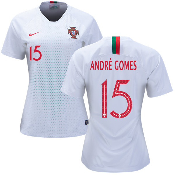 Women's Portugal #15 Andre Gomes Away Soccer Country Jersey Women's Portugal #15 Andre Gomes Away Soccer Country Jersey