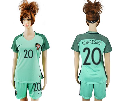 Women's Portugal #20 Quaresma Away Soccer Country Jersey Women's Portugal #20 Quaresma Away Soccer Country Jersey