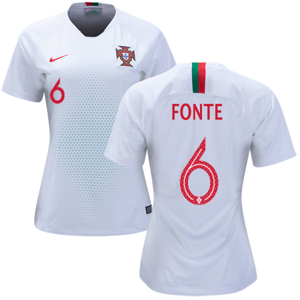 Women's Portugal #6 Fonte Away Soccer Country Jersey Women's Portugal #6 Fonte Away Soccer Country Jersey