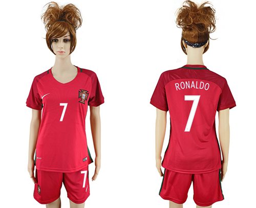 Women's Portugal #7 Ronaldo Home Soccer Country Jersey Women's Portugal #7 Ronaldo Home Soccer Country Jersey