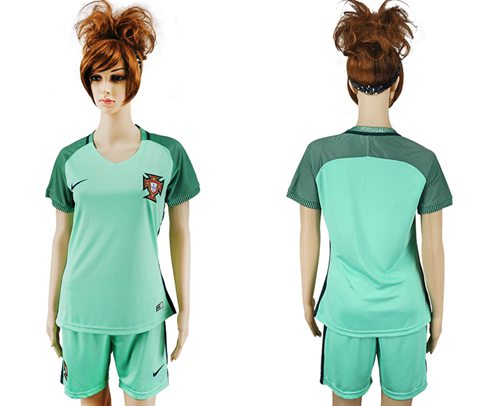Women's Portugal Blank Away Soccer Country Jersey Women's Portugal Blank Away Soccer Country Jersey