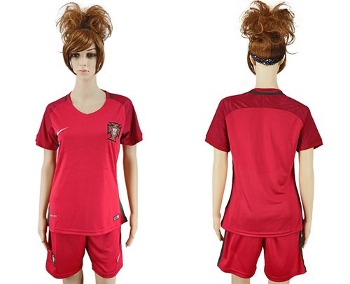 Women's Portugal Blank Home Soccer Country Jersey Women's Portugal Blank Home Soccer Country Jersey