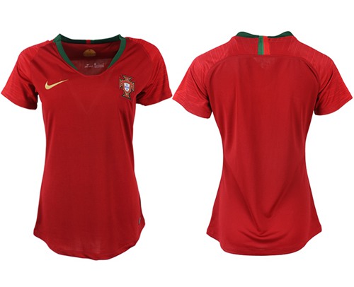 Women's Portugal Blank Home Soccer Country Jersey Women's Portugal Blank Home Soccer Country Jersey