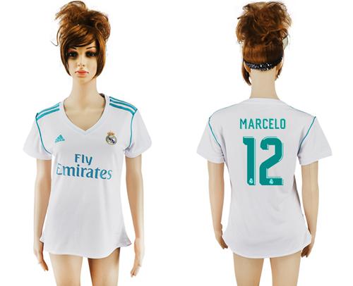 Women's Real Madrid #12 Marcelo Home Soccer Club Jersey Women's Real Madrid #12 Marcelo Home Soccer Club Jersey