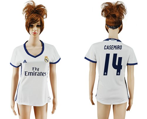 Women's Real Madrid #14 Casemiro Home Soccer Club Jersey Women's Real Madrid #14 Casemiro Home Soccer Club Jersey