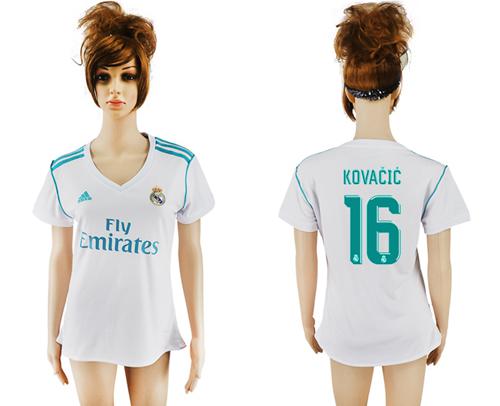 Women's Real Madrid #16 Kovacic Home Soccer Club Jersey