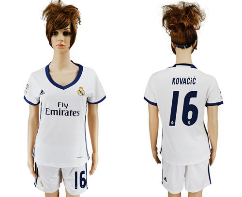Women's Real Madrid #16 Kovacic Home Soccer Club Jersey Women's Real Madrid #16 Kovacic Home Soccer Club Jersey