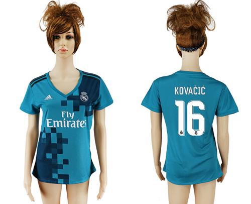 Women's Real Madrid #16 Kovacic Sec Away Soccer Club Jersey Women's Real Madrid #16 Kovacic Sec Away Soccer Club Jersey