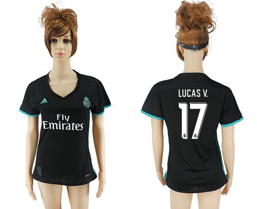 Women's Real Madrid #17 Lucas V. Away Soccer Club Jersey Women's Real Madrid #17 Lucas V. Away Soccer Club Jersey