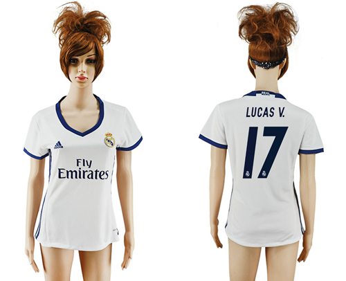 Women's Real Madrid #17 Lucas V. Home Soccer Club Jersey Women's Real Madrid #17 Lucas V. Home Soccer Club Jersey