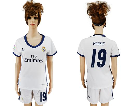 Women's Real Madrid #19 Modric Home Soccer Club Jersey