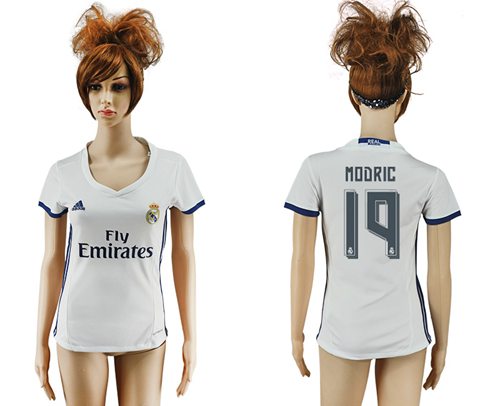 Women's Real Madrid #19 Modric Home Soccer Club Jersey