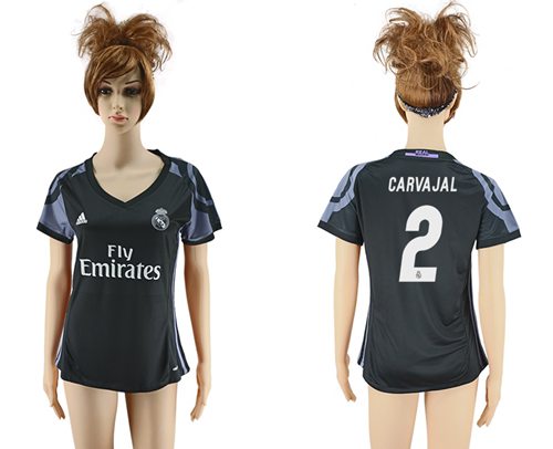 Women's Real Madrid #2 Carvajal Sec Away Soccer Club Jersey Women's Real Madrid #2 Carvajal Sec Away Soccer Club Jersey