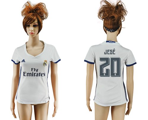 Women's Real Madrid #20 Jese Home Soccer Club Jersey
