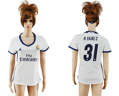 Women's Real Madrid #31 R.Yanez Home Soccer Club Jersey Women's Real Madrid #31 R.Yanez Home Soccer Club Jersey