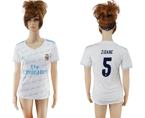 Women's Real Madrid #5 Zidane Home Soccer Club Jersey Women's Real Madrid #5 Zidane Home Soccer Club Jersey