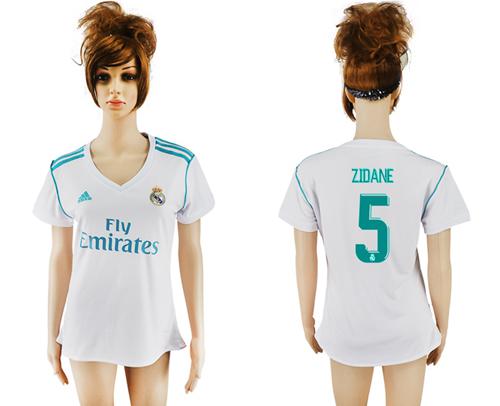 Women's Real Madrid #5 Zidane Home Soccer Club Jersey