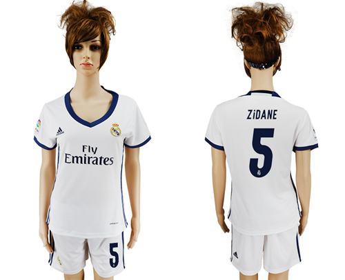 Women's Real Madrid #5 Zidane Home Soccer Club Jersey Women's Real Madrid #5 Zidane Home Soccer Club Jersey