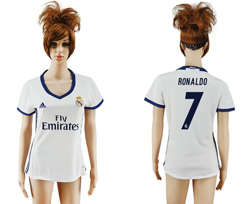 Women's Real Madrid #7 Ronaldo Home Soccer Club Jersey Women's Real Madrid #7 Ronaldo Home Soccer Club Jersey