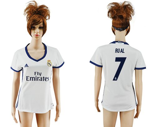 Women's Real Madrid #7 Rual Home Soccer Club Jersey Women's Real Madrid #7 Rual Home Soccer Club Jersey