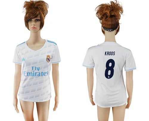 Women's Real Madrid #8 Kroos Home Soccer Club Jersey Women's Real Madrid #8 Kroos Home Soccer Club Jersey