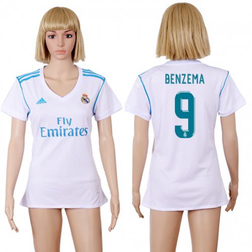 Women's Real Madrid #9 Benzema Home Soccer Club Jersey Women's Real Madrid #9 Benzema Home Soccer Club Jersey