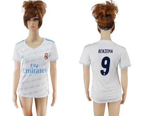 Women's Real Madrid #9 Benzema Home Soccer Club Jersey Women's Real Madrid #9 Benzema Home Soccer Club Jersey