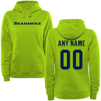 Women's Seattle Seahawks Green Custom Name & Number Wordmark Pullover Hoodie Women's Seattle Seahawks Green Custom Name & Number Wordmark Pullover Hoodie