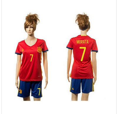 Women's Spain #7 Morata Red Home Soccer Country Jersey
