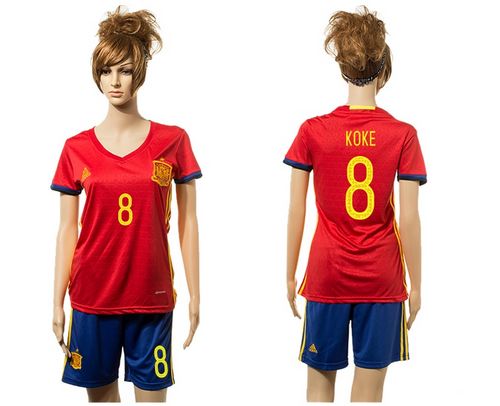 Women's Spain #8 Koke Red Home Soccer Country Jersey