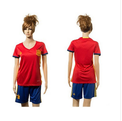 Women's Spain Blank Red Home Soccer Country Jersey