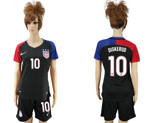 Women's USA #10 Diskerud Away Soccer Country Jersey