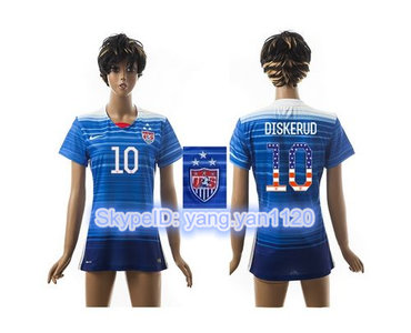Women's USA #10 Diskerud Three Star Independence Day Away Soccer Country Jersey