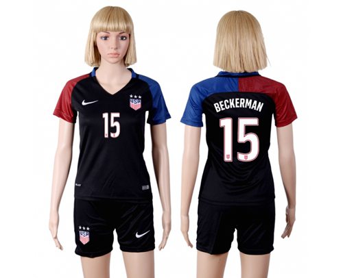 Women's USA #15 Beckerman Away(Three Star) Soccer Country Jersey