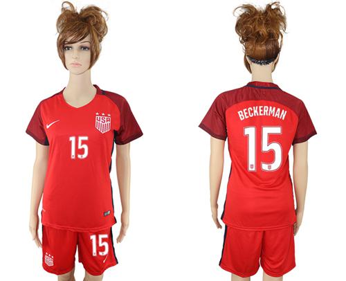 Women's USA #15 Beckerman Away Soccer Country Jersey Women's USA #15 Beckerman Away Soccer Country Jersey