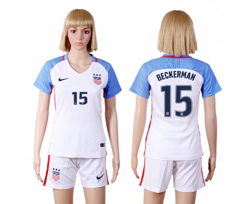 Women's USA #15 Beckerman Home(Three Star) Soccer Country Jersey