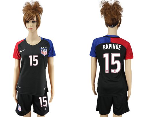 Women's USA #15 Rapinoe Away Soccer Country Jersey Women's USA #15 Rapinoe Away Soccer Country Jersey