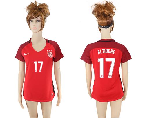 Women's USA #17 Altidore Away Soccer Country Jersey Women's USA #17 Altidore Away Soccer Country Jersey