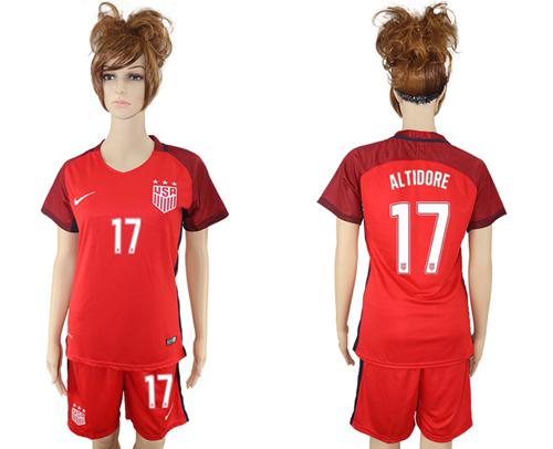 Women's USA #17 Altidore Away Soccer Country Jersey Women's USA #17 Altidore Away Soccer Country Jersey