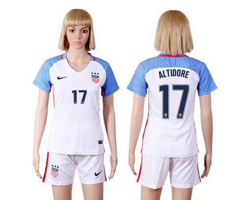 Women's USA #17 Altidore Home(Three Star) Soccer Country Jersey Women's USA #17 Altidore Home(Three Star) Soccer Country Jersey