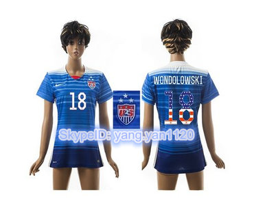 Women's USA #18 Wondolowski Three Star Independence Day Away Soccer Country Jersey Women's USA #18 Wondolowski Three Star Independence Day Away Soccer Country Jersey
