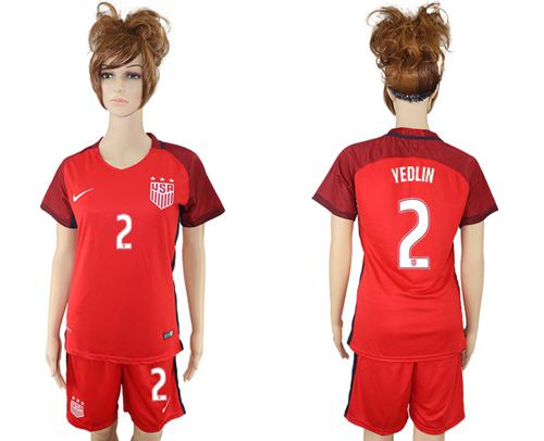 Women's USA #2 Yedlin Away Soccer Country Jersey Women's USA #2 Yedlin Away Soccer Country Jersey