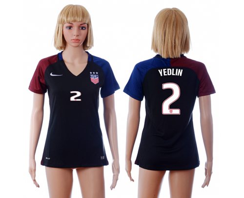 Women's USA #2 Yedlin Away Soccer Country Jersey Women's USA #2 Yedlin Away Soccer Country Jersey