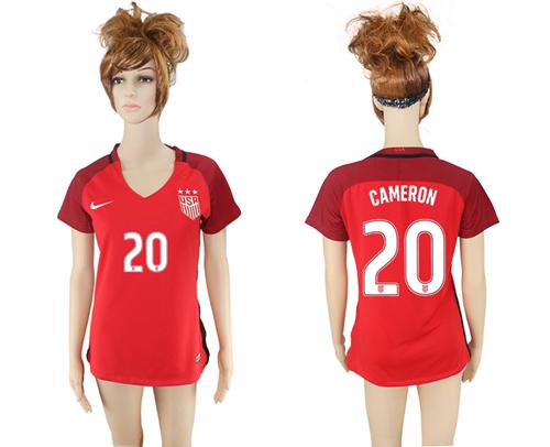 Women's USA #20 Cameron Away Soccer Country Jersey Women's USA #20 Cameron Away Soccer Country Jersey