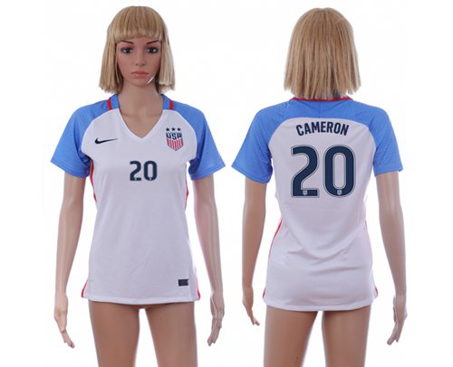 Women's USA #20 Cameron Home Soccer Country Jersey Women's USA #20 Cameron Home Soccer Country Jersey