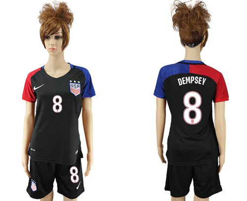 Women's USA #8 Dempsey Away Soccer Country Jersey Women's USA #8 Dempsey Away Soccer Country Jersey